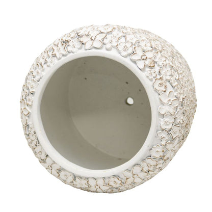 Flower Embossed White Planter