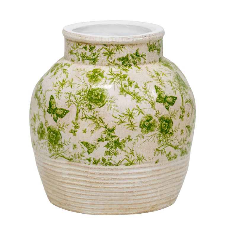 Glazed Green Stoneware Vase - Small