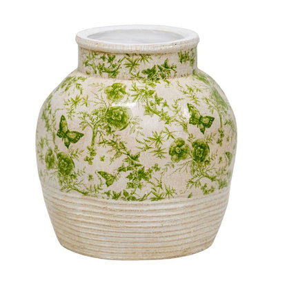 Glazed Green Stoneware Vase - Small