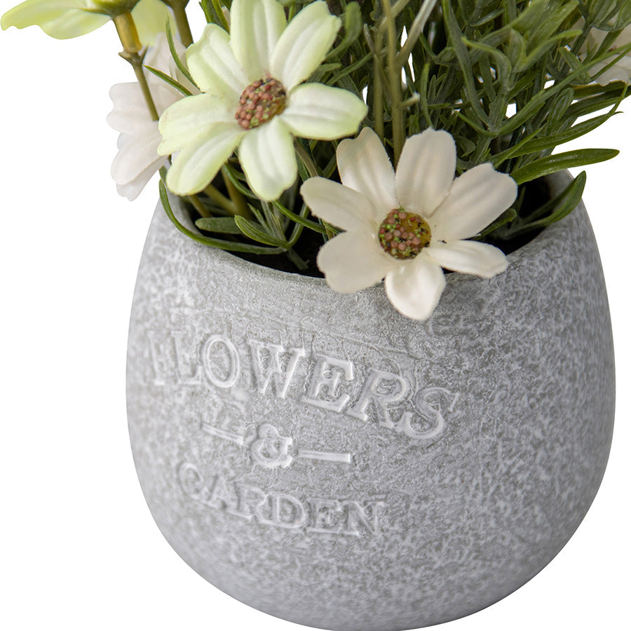 Lavender & Daisy Artificial Bunch in Grey Pot