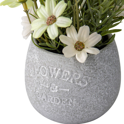 Lavender & Daisy Artificial Bunch in Grey Pot