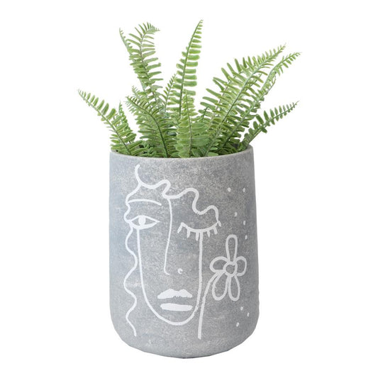 Line-Face Tall Contemporary Pot Planter with Hole & Plug