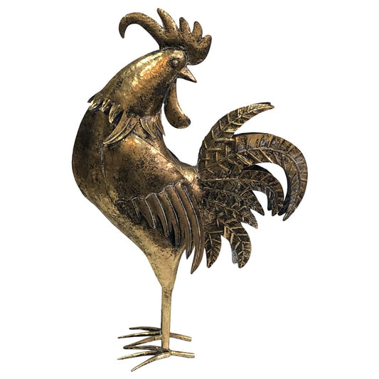 Lustre Gold Proud Rooster Facing Back
