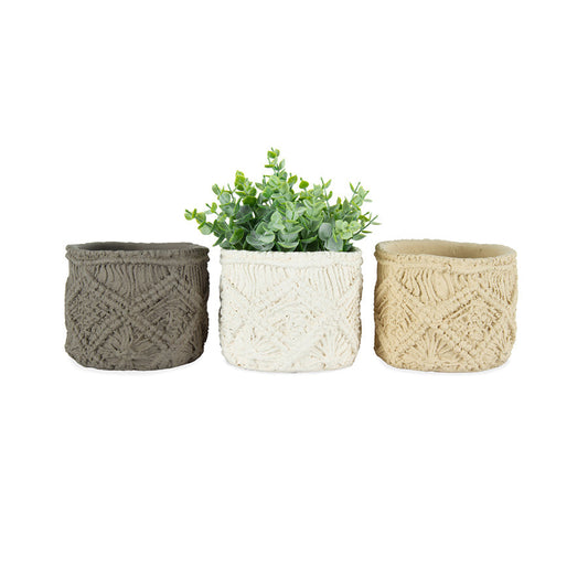 Macrame Pots with Hole & Plug - Set of 3