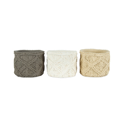 Macrame Pots with Hole & Plug - Set of 3