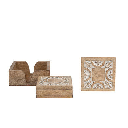 Mango Wood Handcrafted Carved Coasters