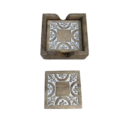 Mango Wood Handcrafted Carved Coasters