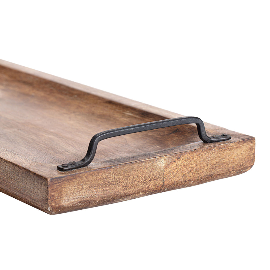 Mango Wood Handcrafted Long Tray with Handles