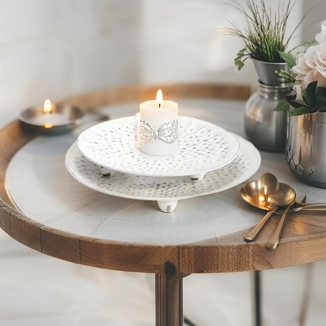 Metal Punched Hamptons Candle Plate