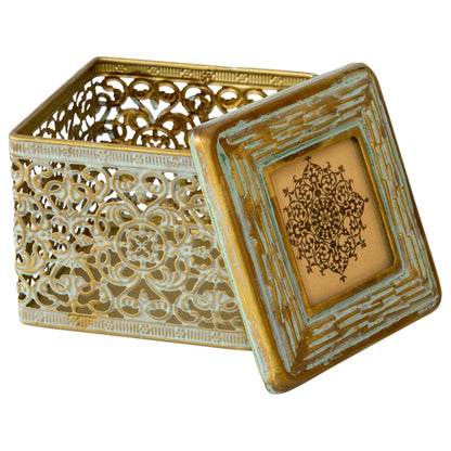Moroccan Ornate Square Trinket Photo Box 