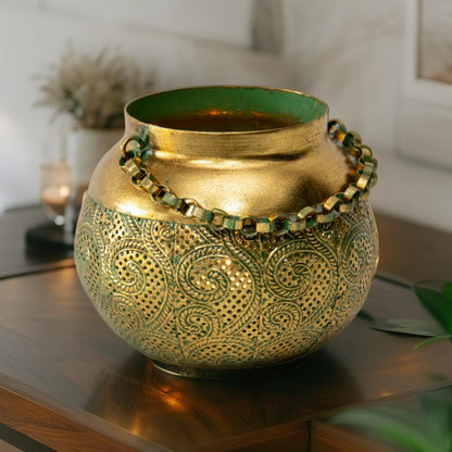 Moroccan Tealight Candle Holder - Distressed Gold