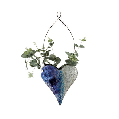 Natures Art with Blue Heart Hanging Pot Planter
