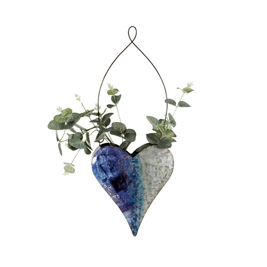Natures Art with Blue Heart Hanging Pot Planter