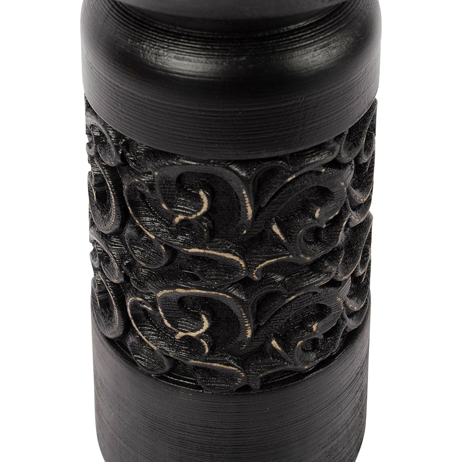 Nero Carved Pillar Candle Holder