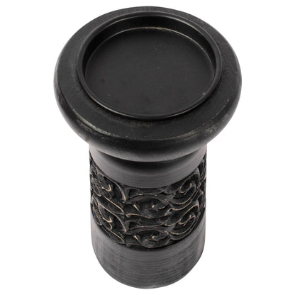 Nero Carved Pillar Candle Holder