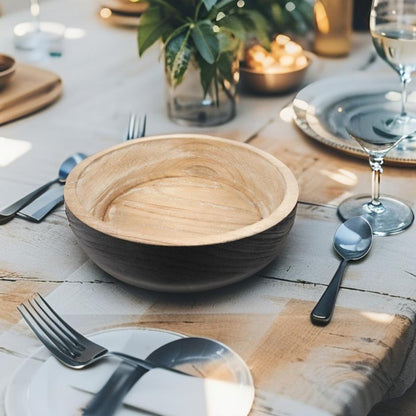 Nero Round Wooden Bowl