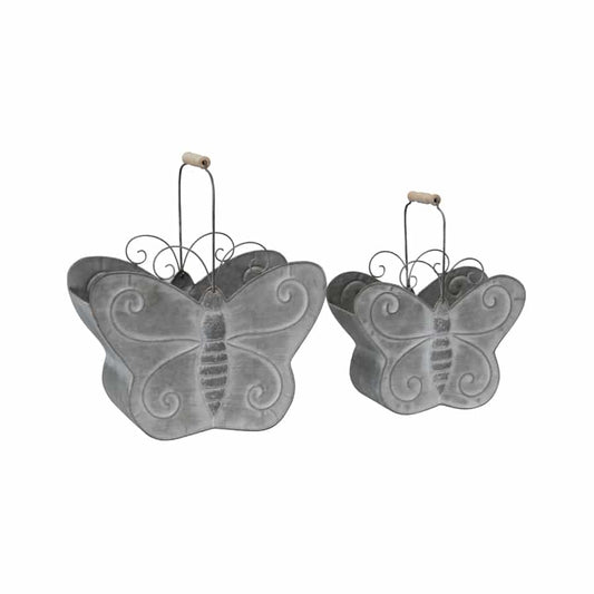 Nested Distressed Finished Butterfly Planters - Set of 2