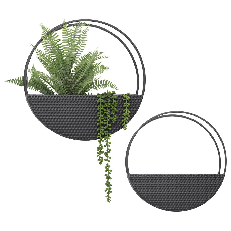 Nested Floating Black Wall Planters - Set of 2