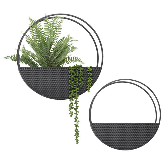 Nested Floating Black Wall Planters - Set of 2