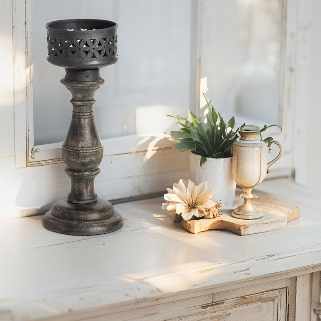 Ornate Hand Crafted Baroque Pillar Candle Holder