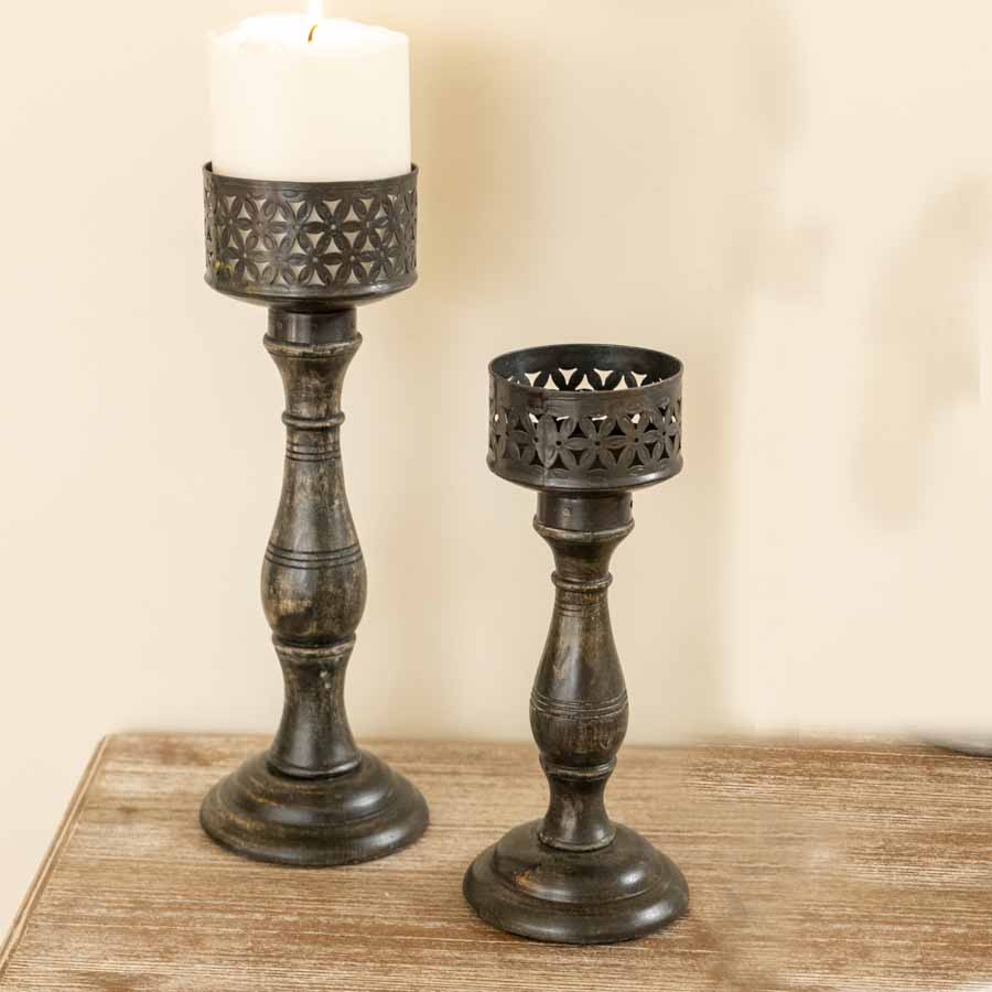 Ornate Hand Crafted Baroque Pillar Candle Holder