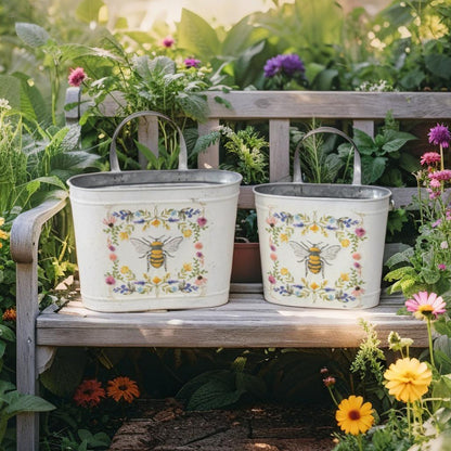 Queen Bee Oval Pot Planter - Set of 2