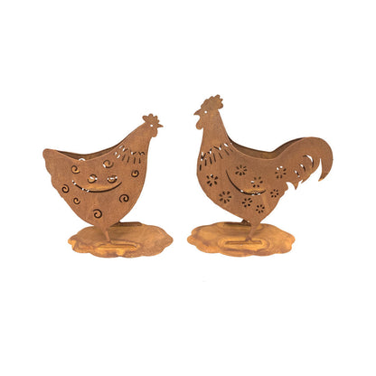 Rust Chook Planters - Set of 2