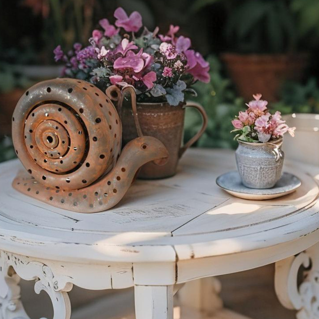 Rust Snail Candle Holder Large