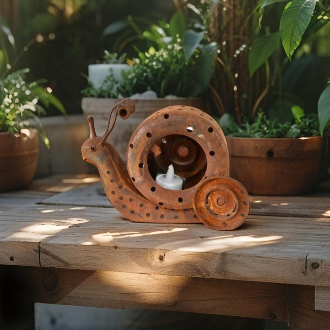 Rust Snail Candle Holder Small