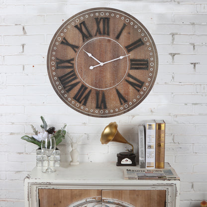 Rustic with Black Roman Numerals Wall Clock
