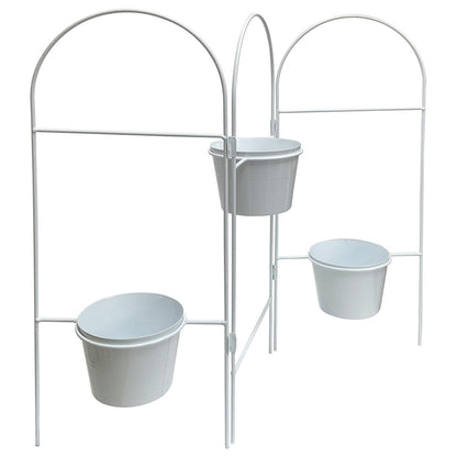 Three Tier White Planter Stand with Pots