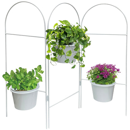 Three Tier White Planter Stand with Pots
