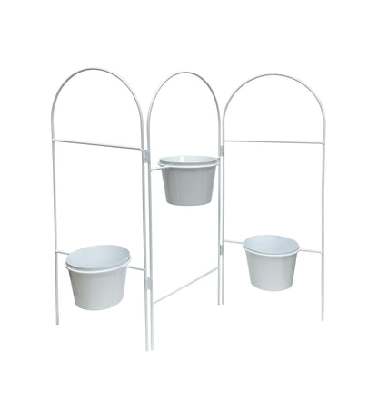 Three Tier White Planter Stand with Pots